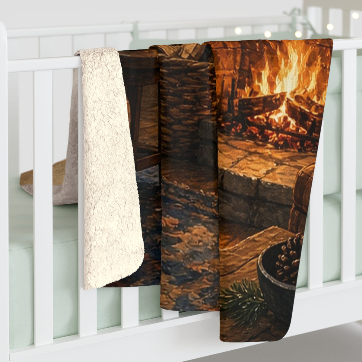 Personalized Couple Names Fireplace Sherpa Throw