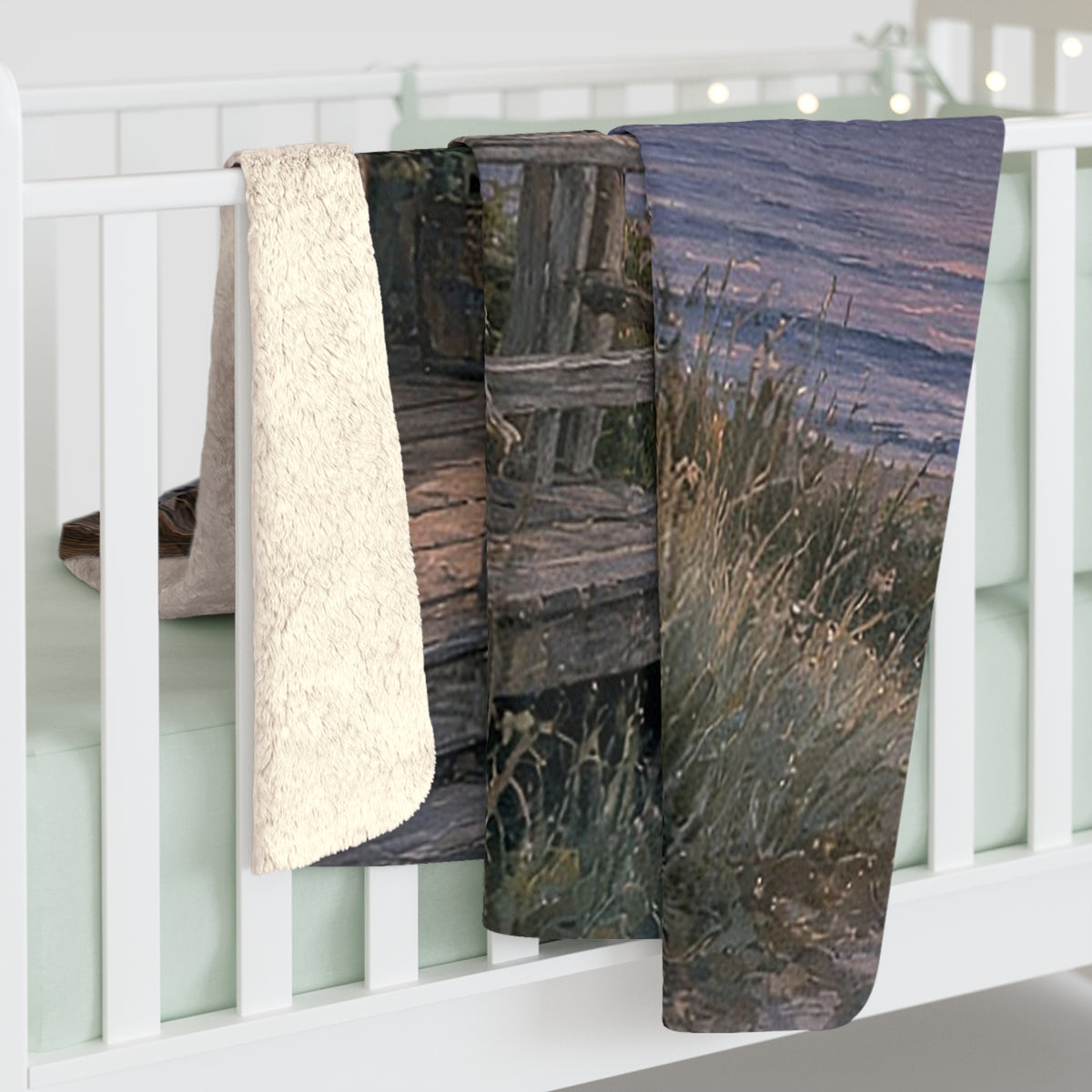 Beach Cottage Dusk Sherpa Throw