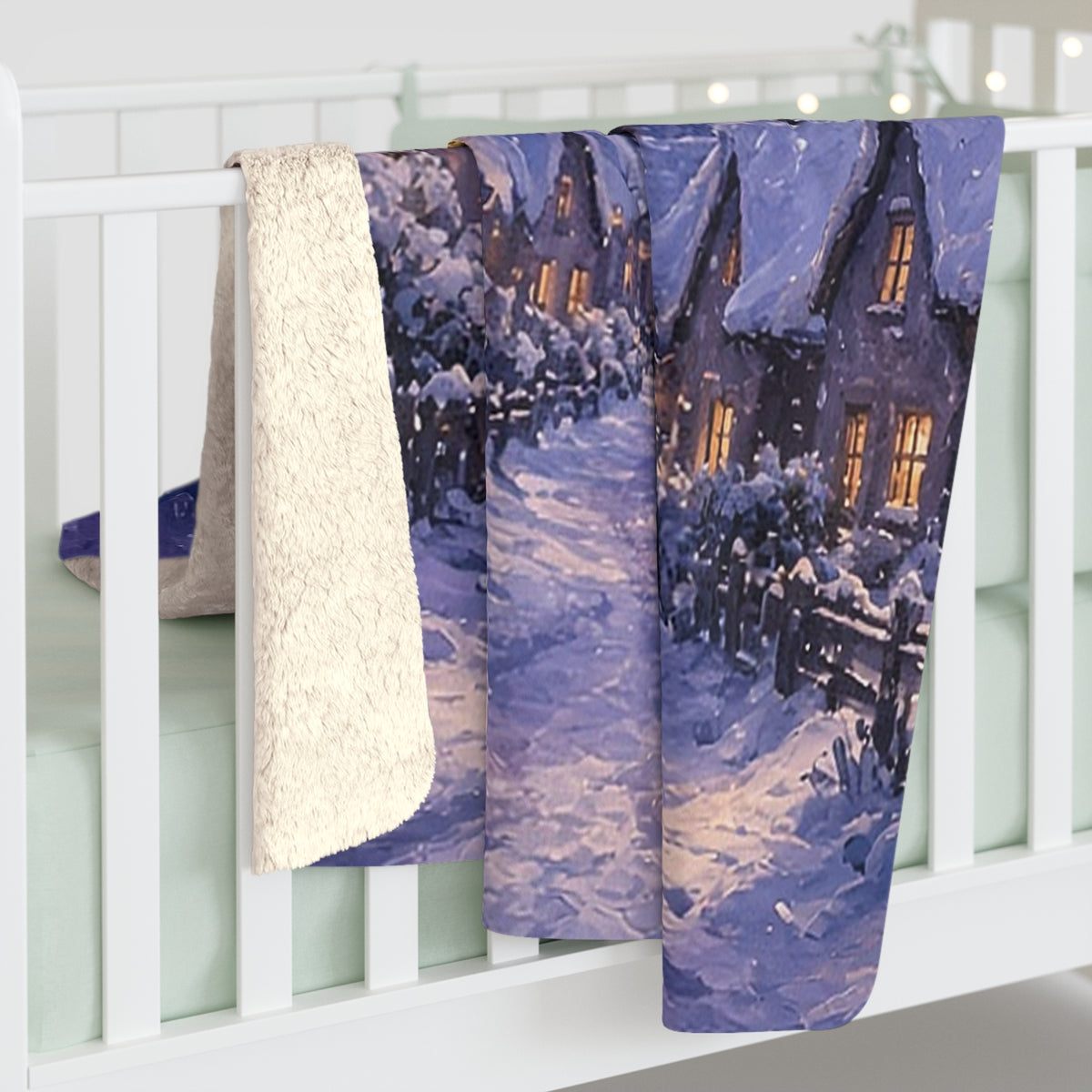 Midnight Village Street Sherpa Throw