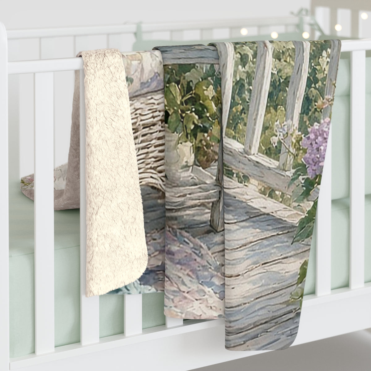 Coastal Grandmother Porch Sherpa Throw