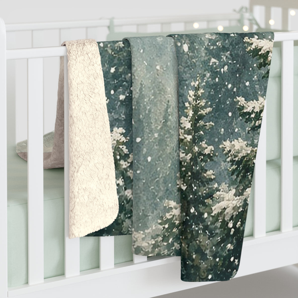 Snowfall Pines Sherpa Throw