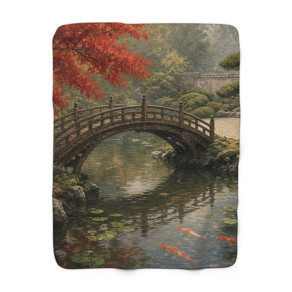 Japanese Garden Bridge Sherpa Throw