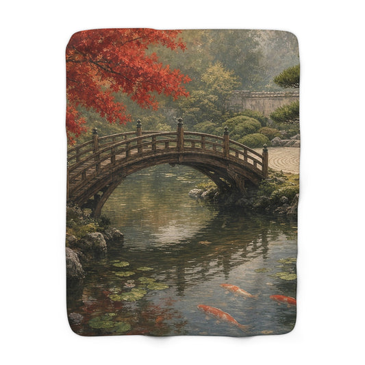 Japanese Garden Bridge Sherpa Throw