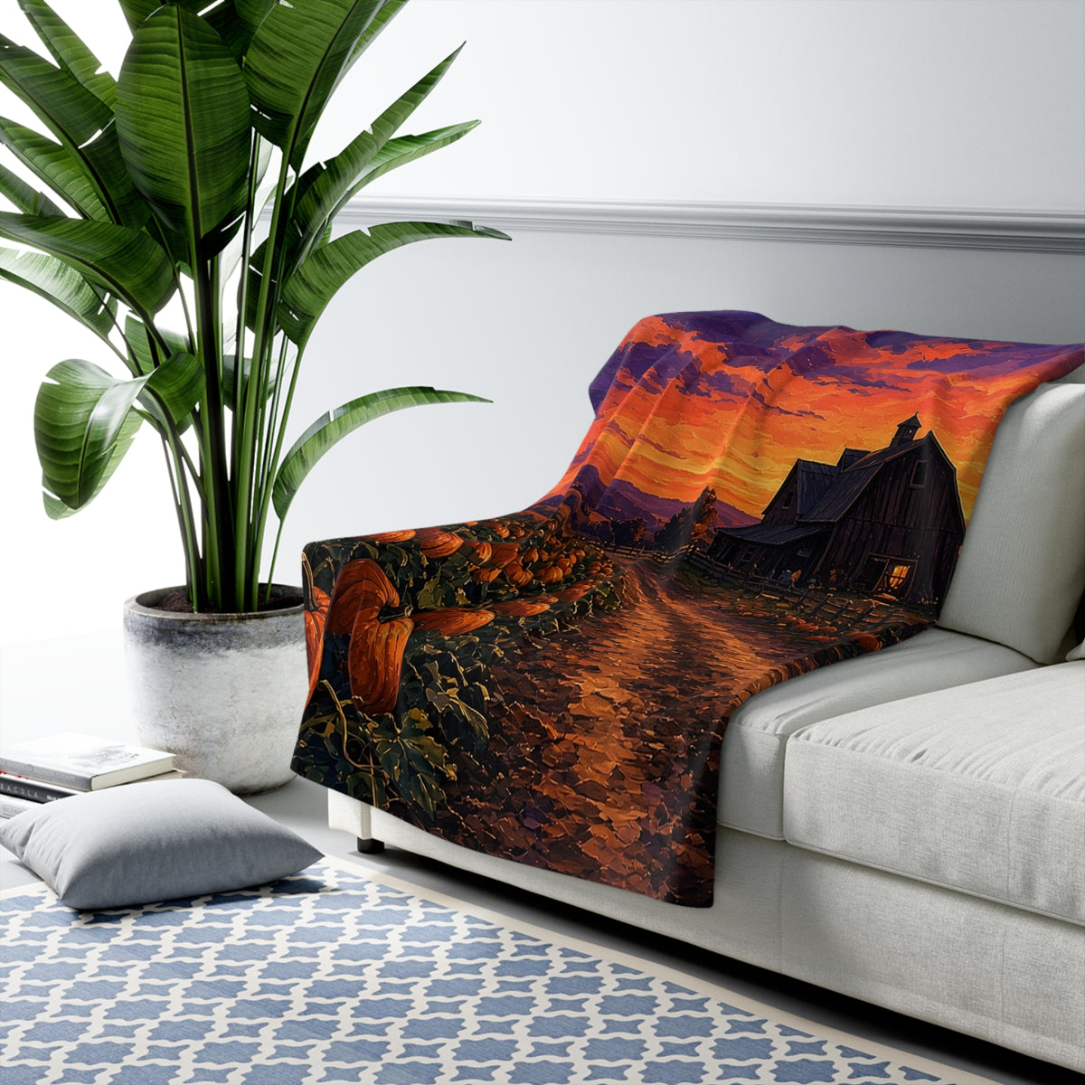 Pumpkin Lane Dusk Sherpa Throw