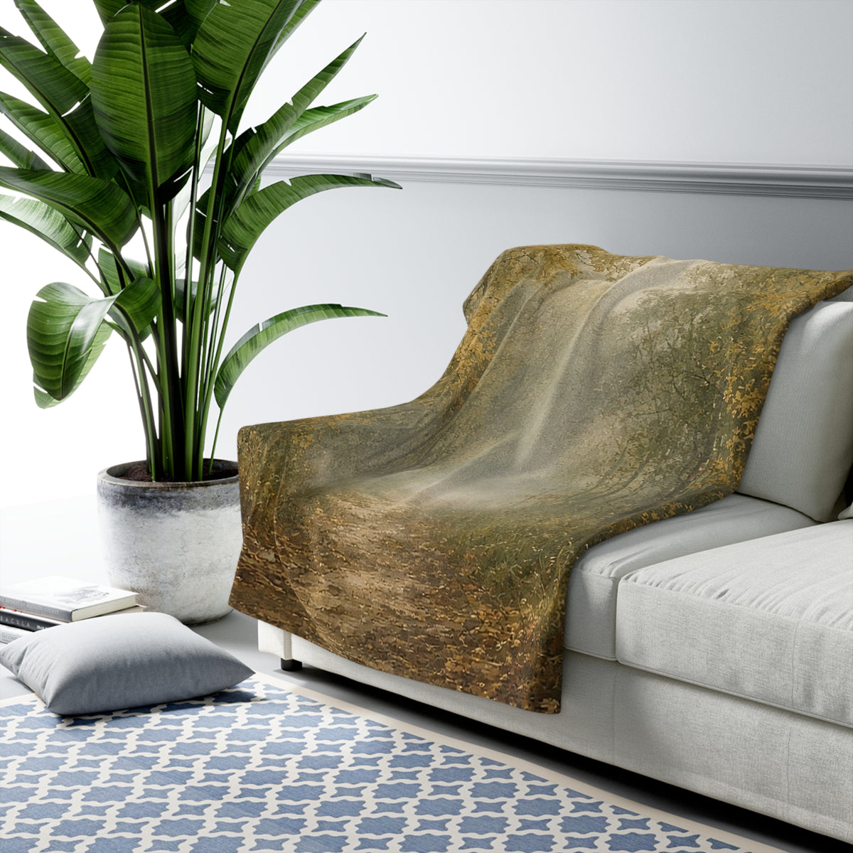 Foggy Forest Path Sherpa Throw