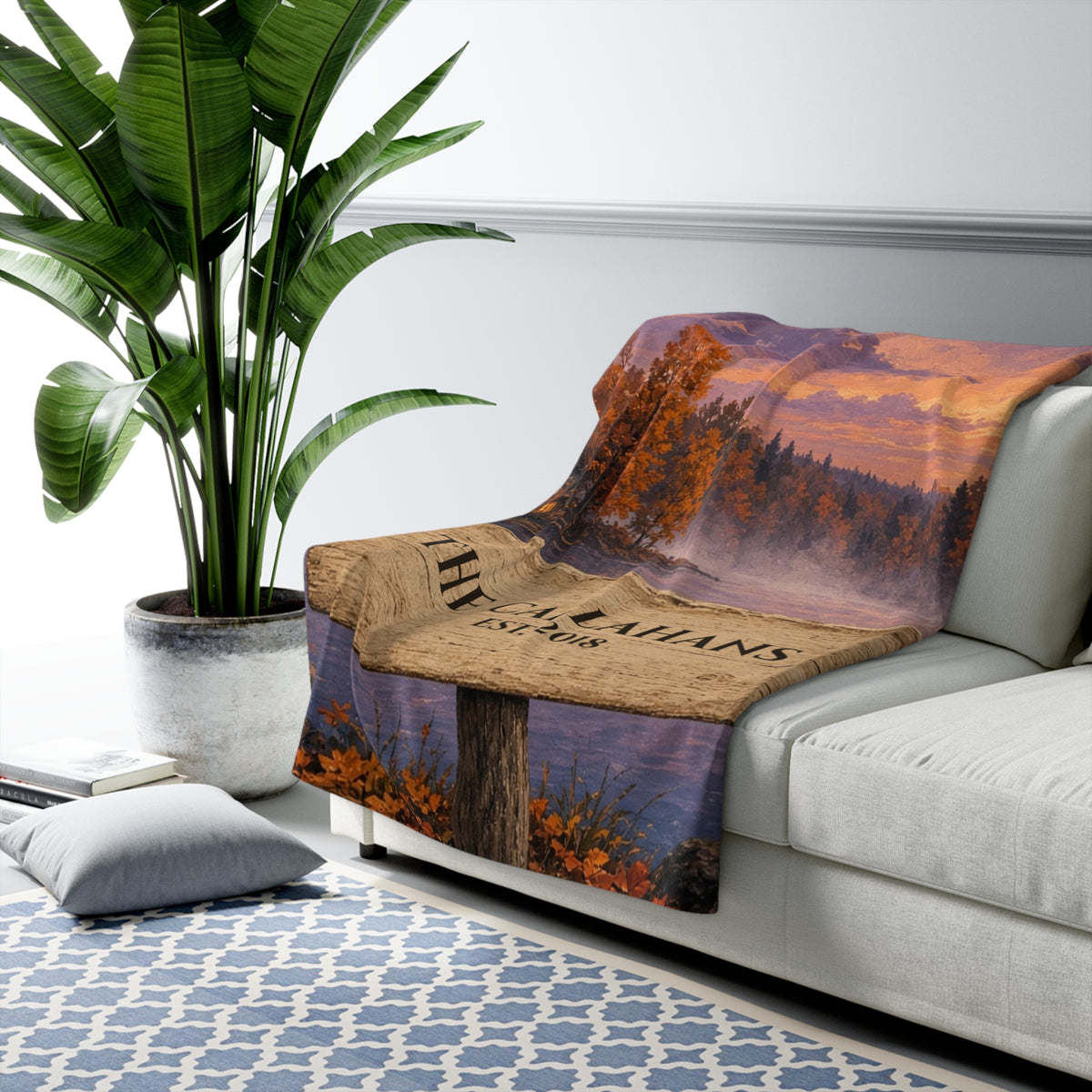 Personalized Family Cabin Sign Sherpa Throw