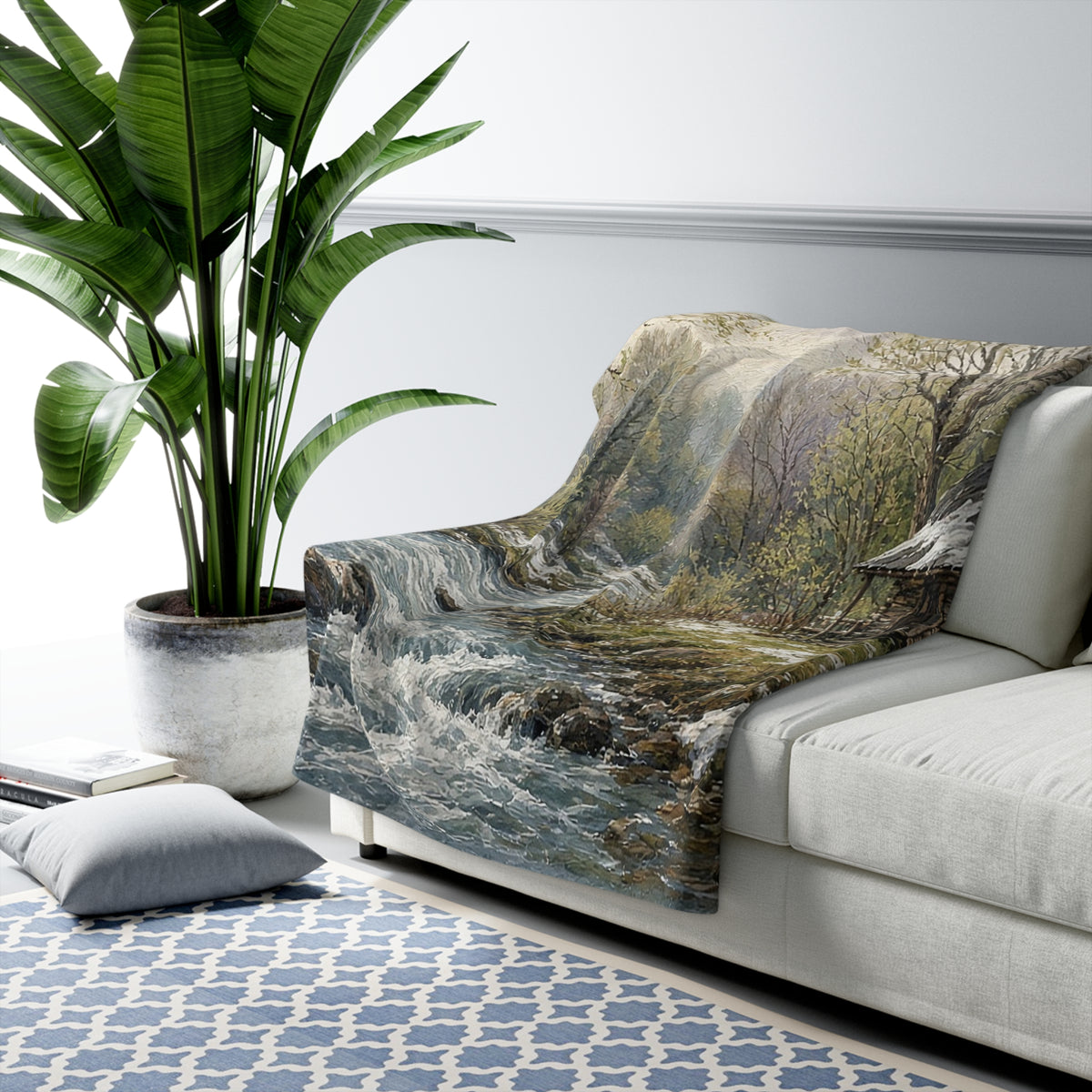 Spring Thaw Creek Cabin Sherpa Throw