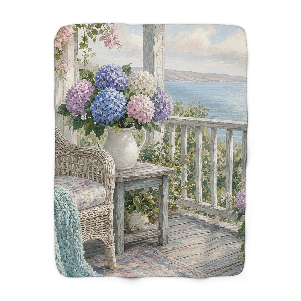Coastal Grandmother Porch Sherpa Throw