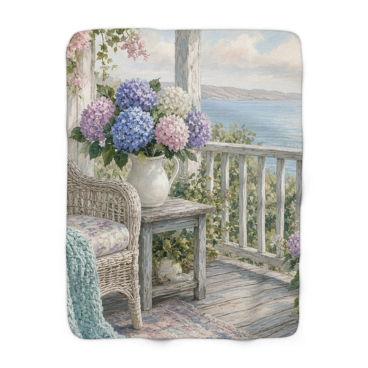 Coastal Grandmother Porch Sherpa Throw