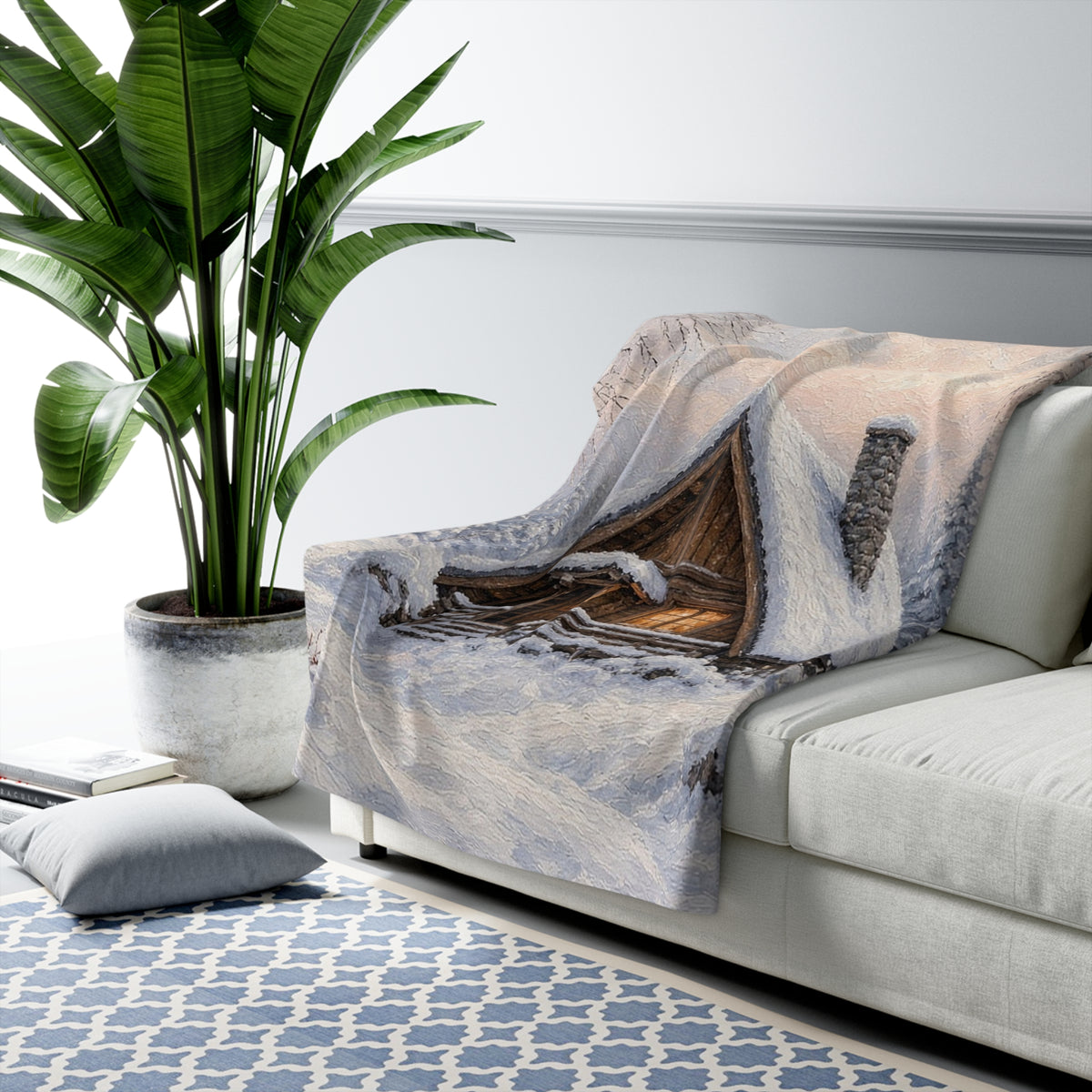 Nordic Cabin Snow Sherpa Throw