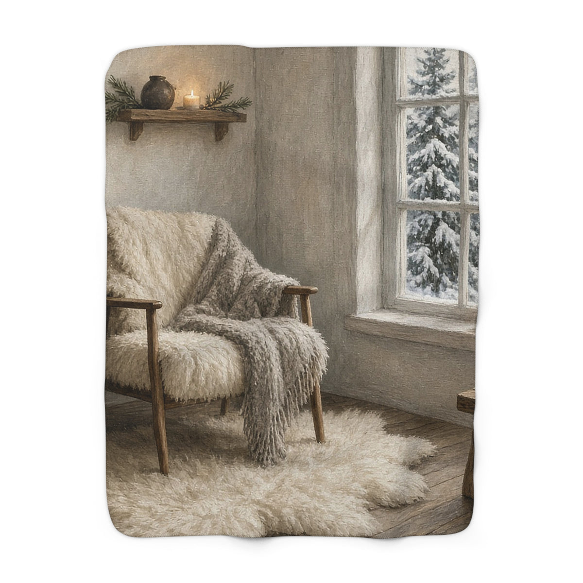 Scandinavian Winter Interior Sherpa Throw
