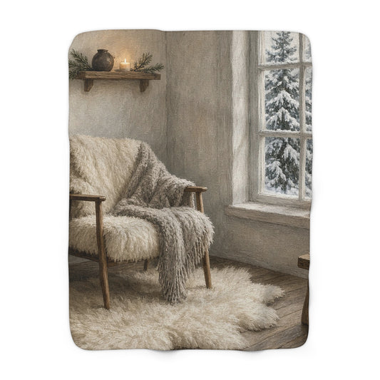 Scandinavian Winter Interior Sherpa Throw