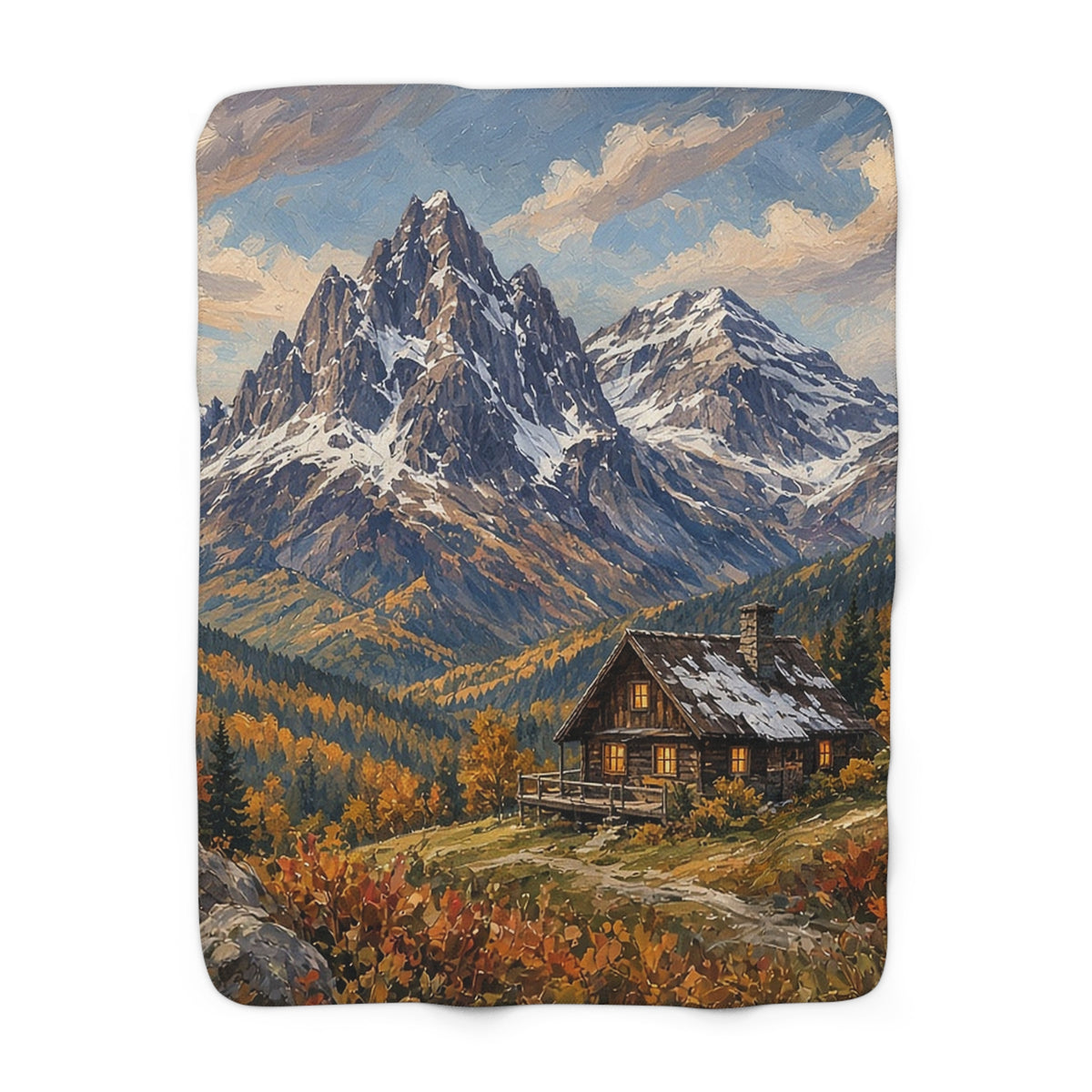 Mountain Overlook Cabin Sherpa Throw