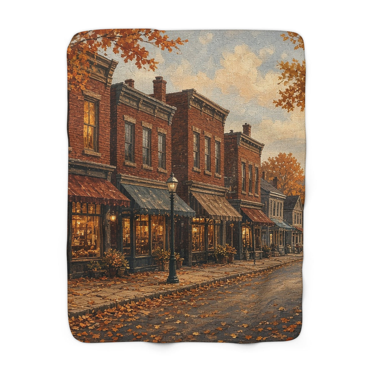Autumn Main Street Sherpa Throw