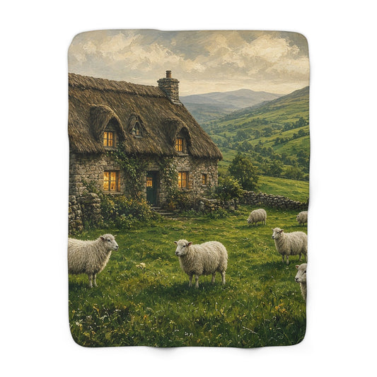 Emerald Countryside Cottage Sherpa Throw