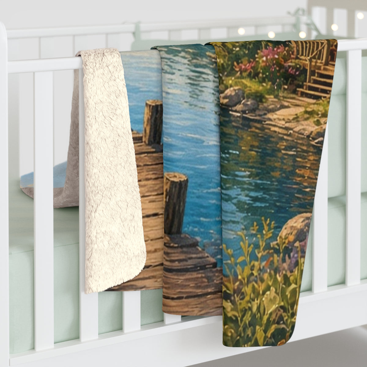 Personalized Lake House Sherpa Throw