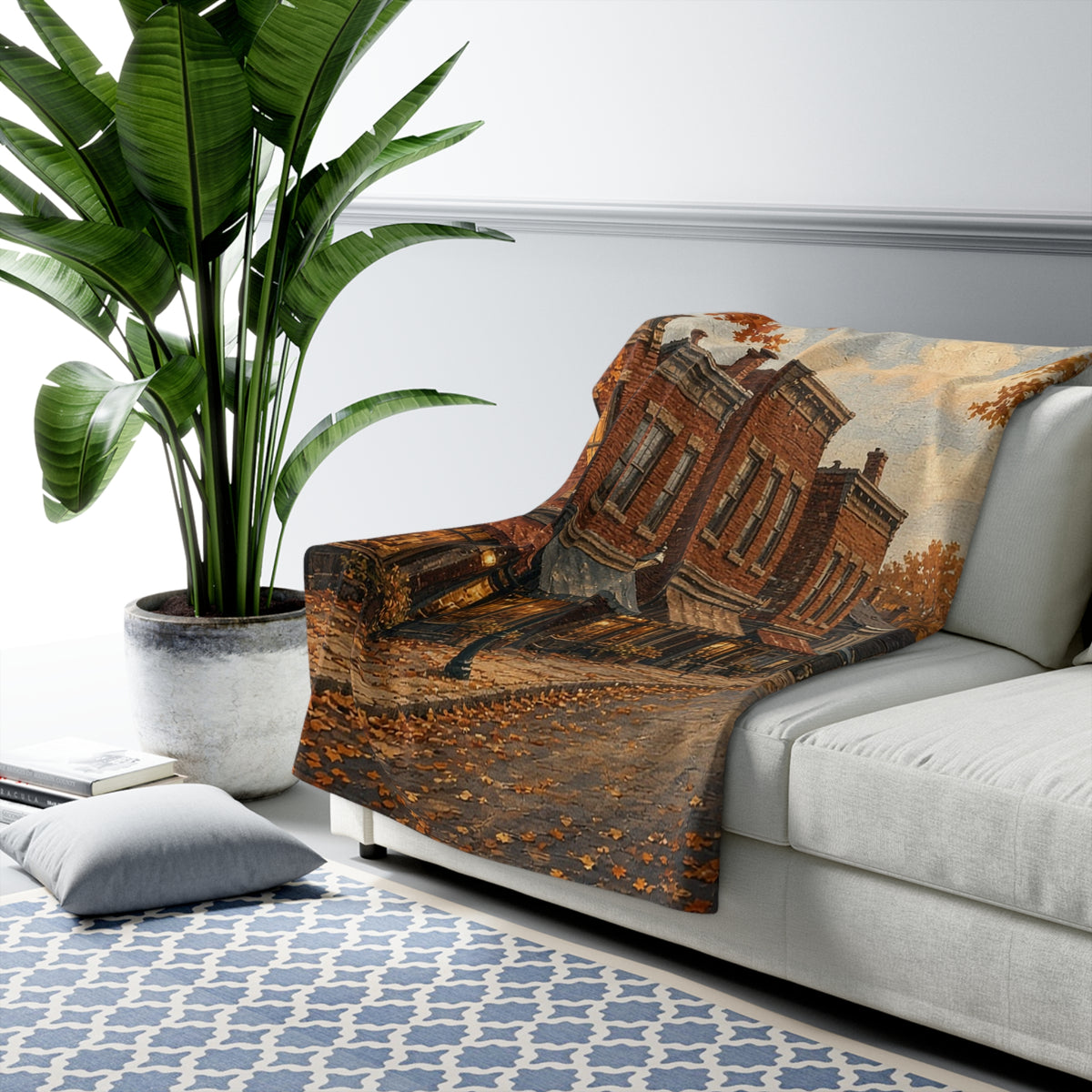 Autumn Main Street Sherpa Throw