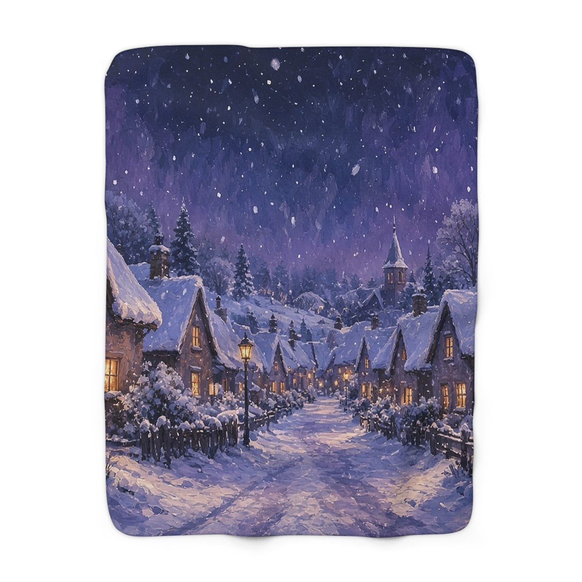 Midnight Village Street Sherpa Throw