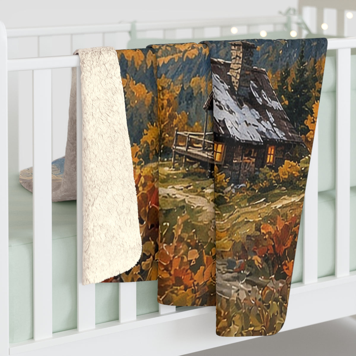 Mountain Overlook Cabin Sherpa Throw
