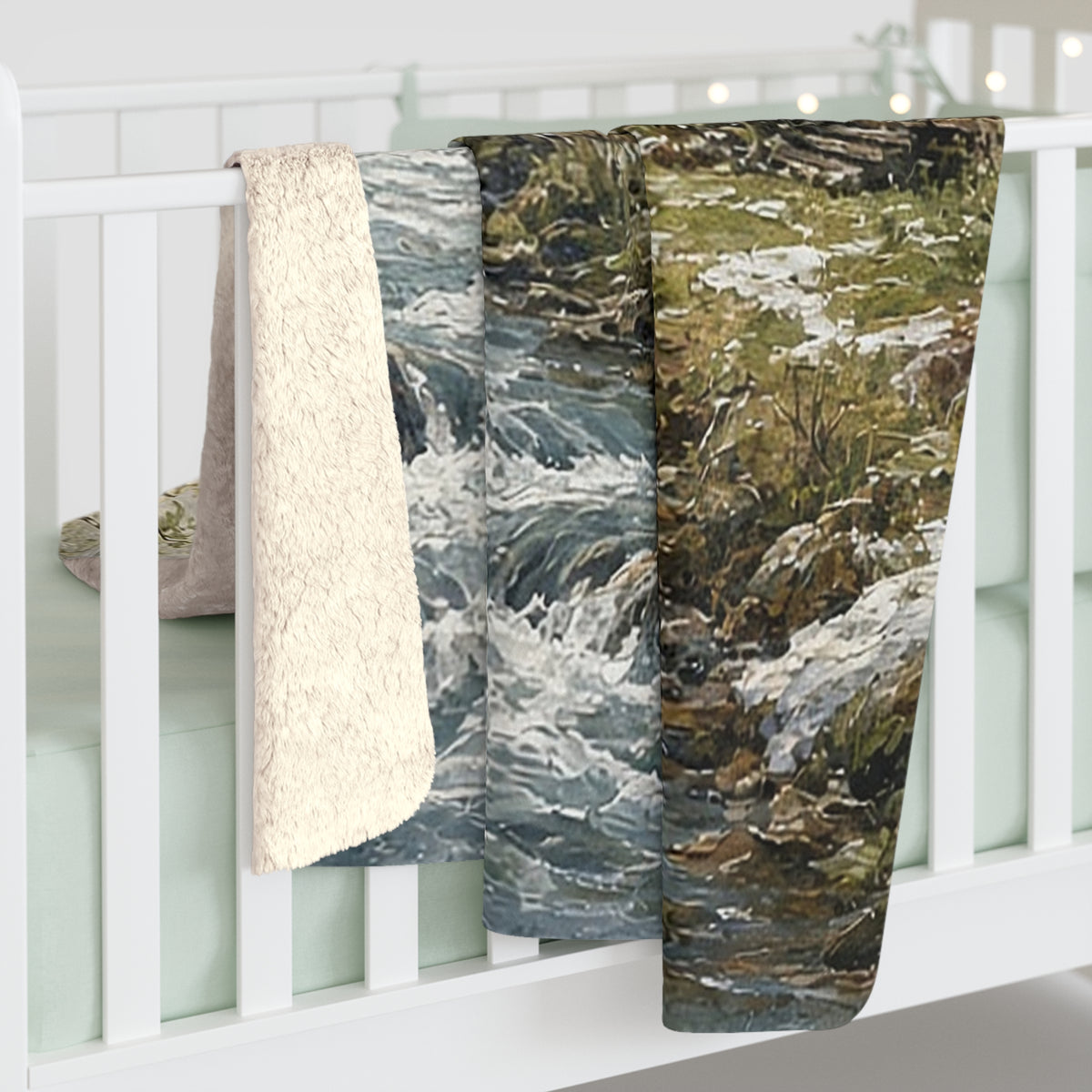 Spring Thaw Creek Cabin Sherpa Throw