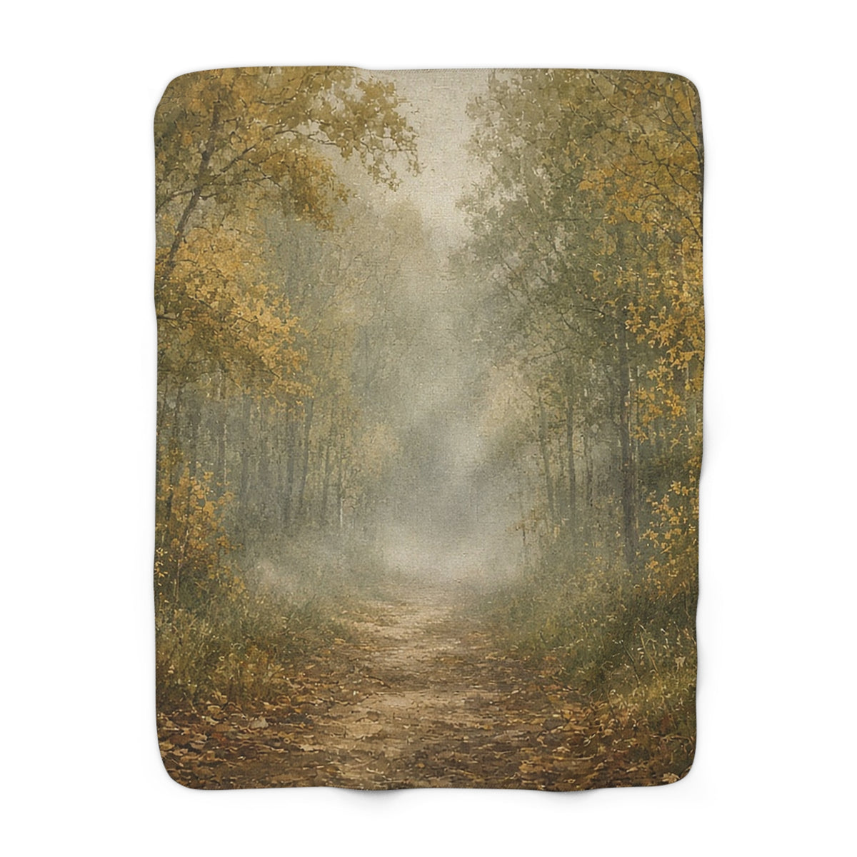 Foggy Forest Path Sherpa Throw