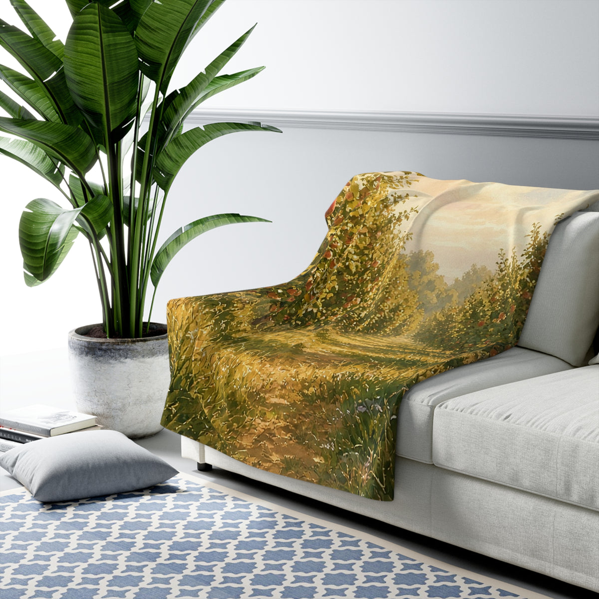 Golden Orchard Path Sherpa Throw