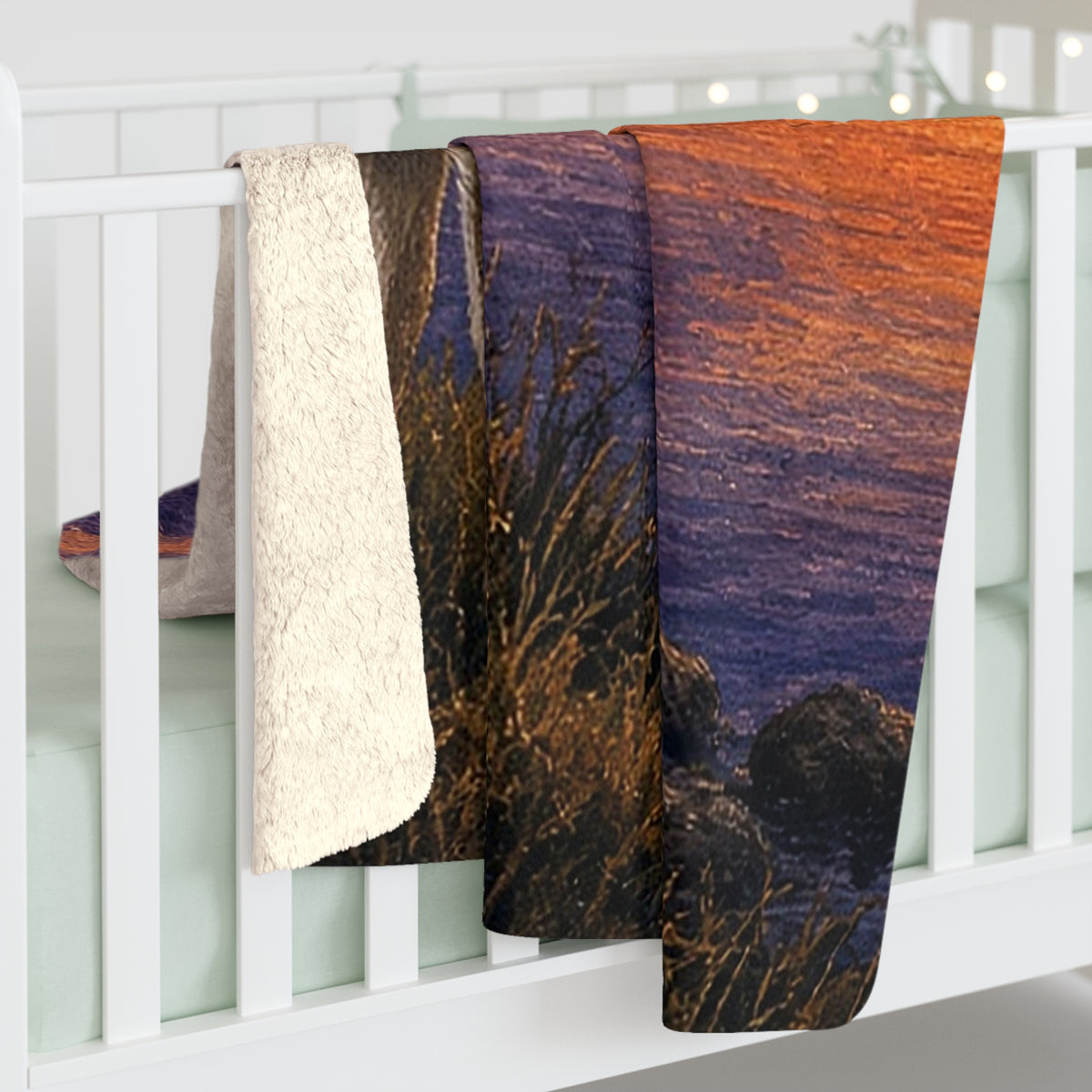 Deer at Lake Dusk Sherpa Throw