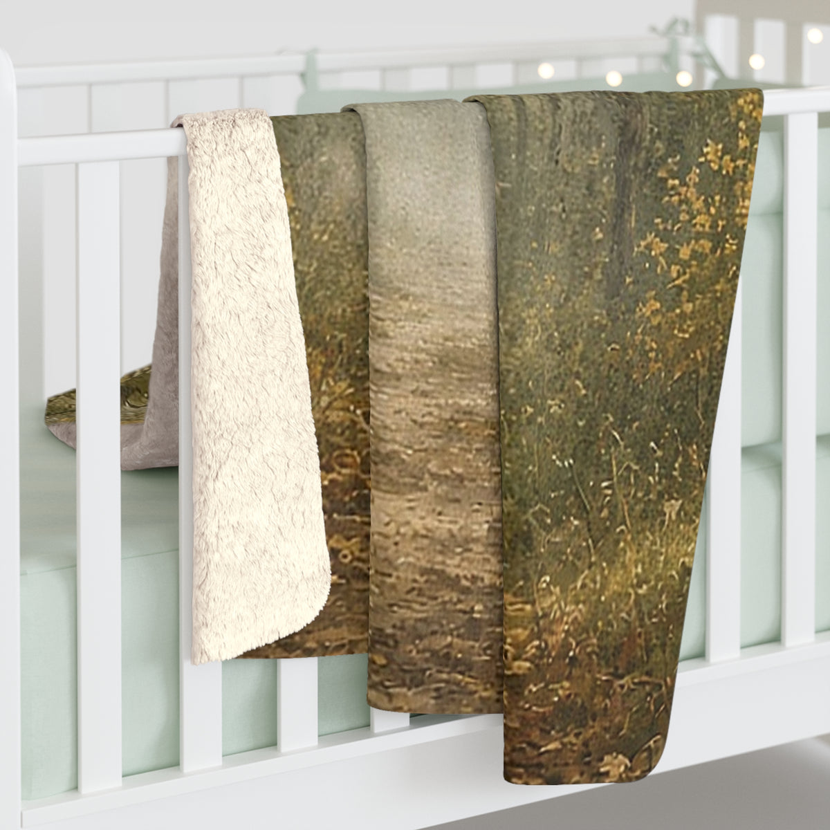 Foggy Forest Path Sherpa Throw
