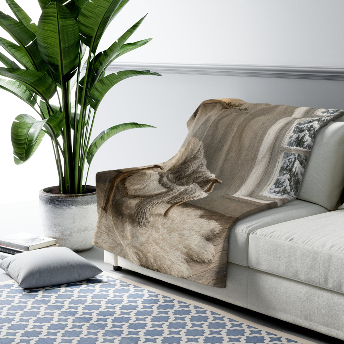 Scandinavian Winter Interior Sherpa Throw