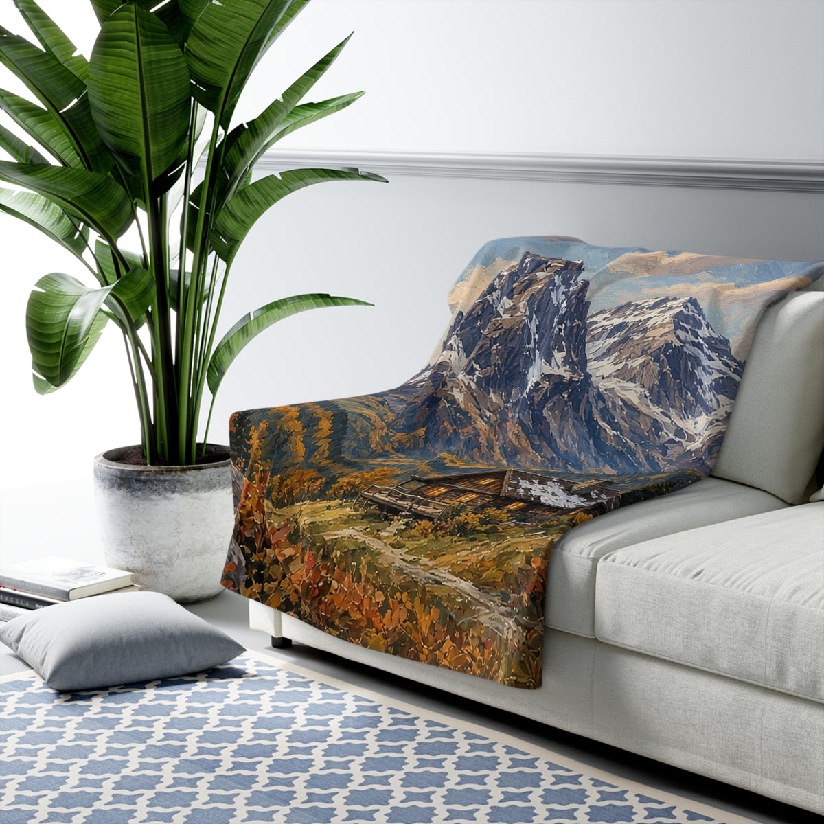 Mountain Overlook Cabin Sherpa Throw