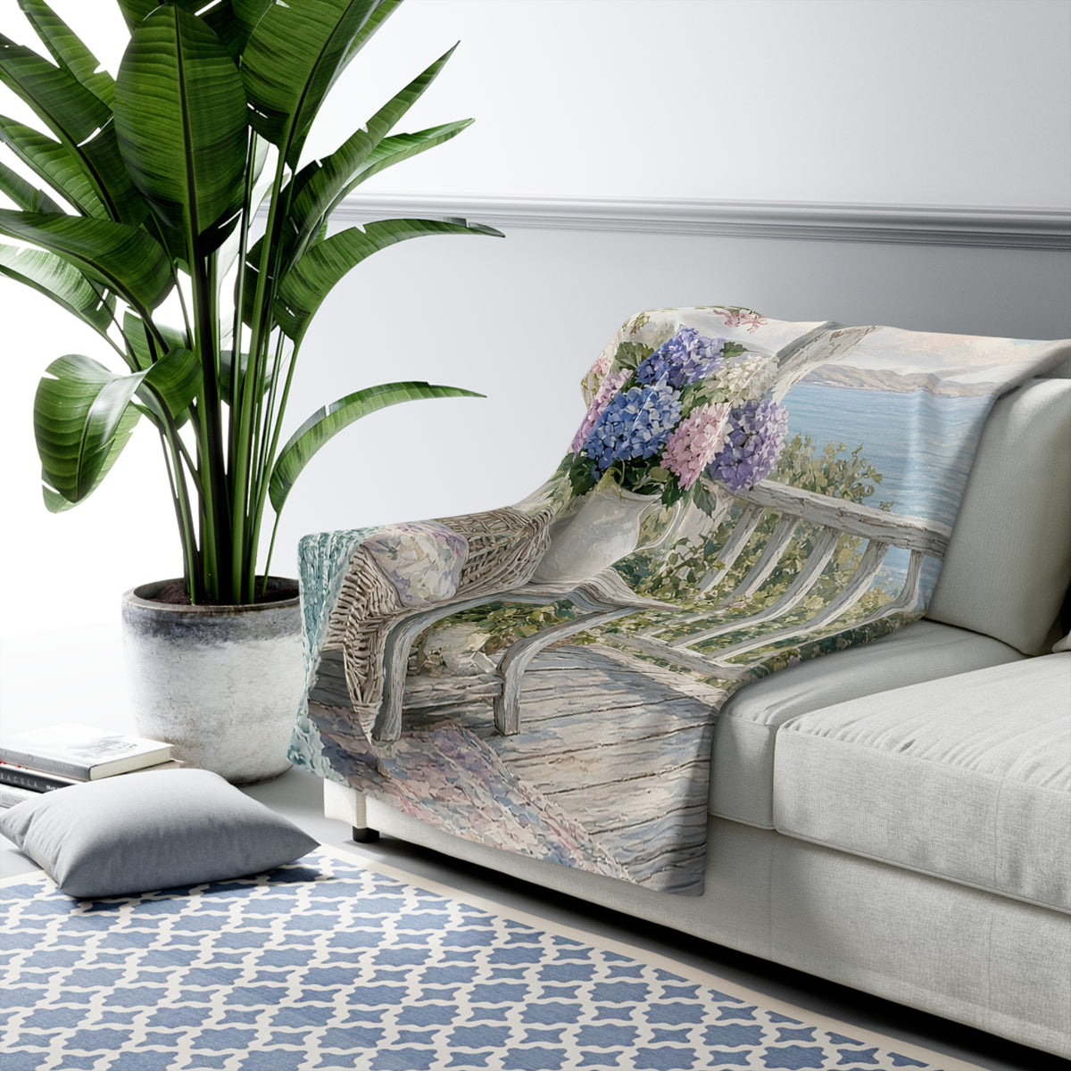 Coastal Grandmother Porch Sherpa Throw
