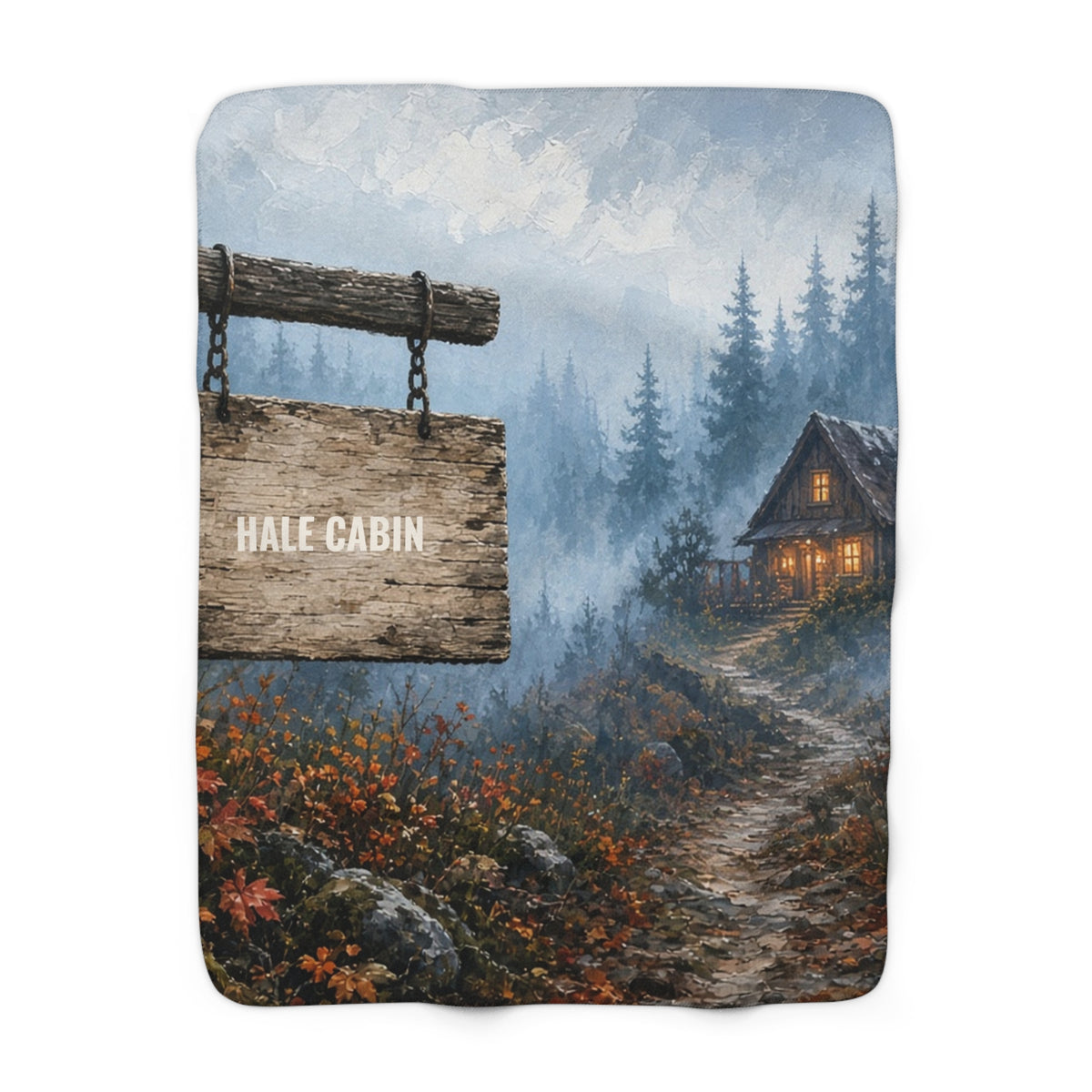 Personalized Cabin Trail Sign Sherpa Throw