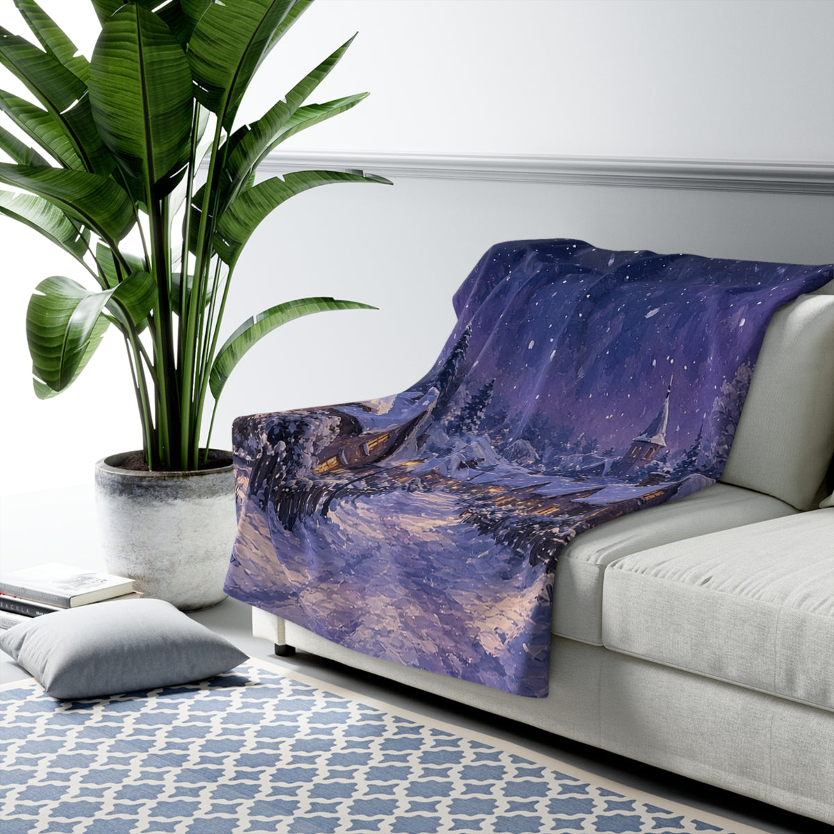 Midnight Village Street Sherpa Throw