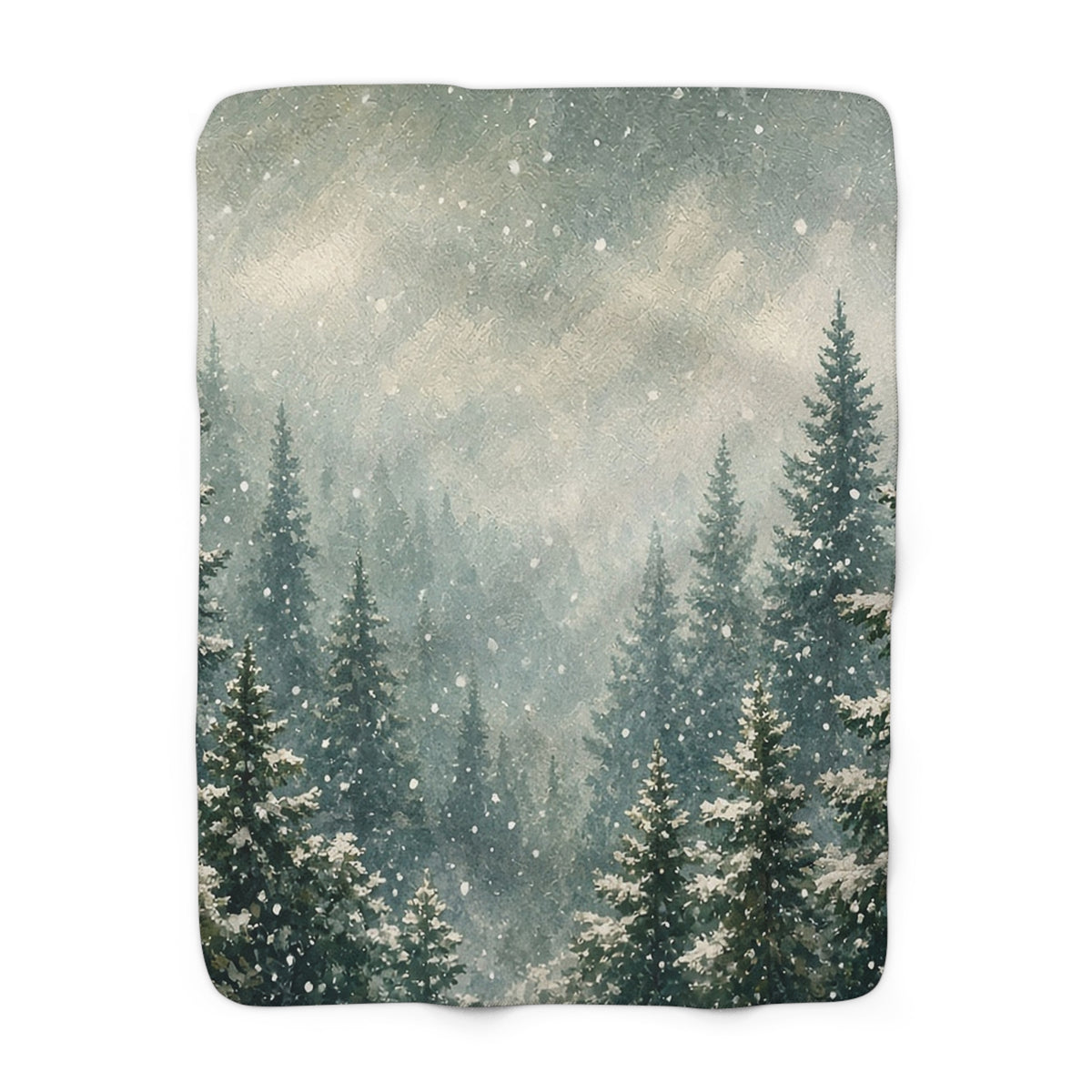 Snowfall Pines Sherpa Throw