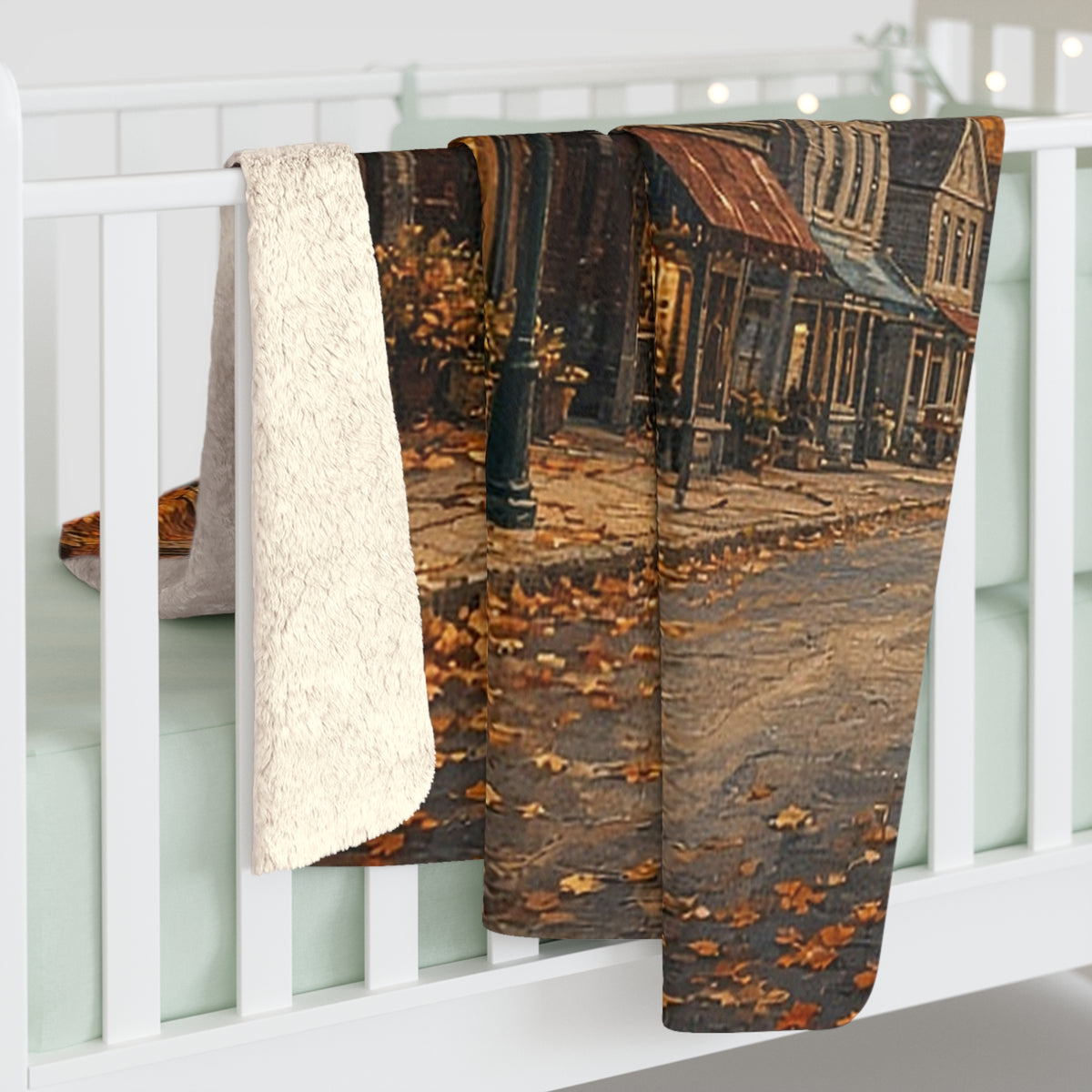 Autumn Main Street Sherpa Throw
