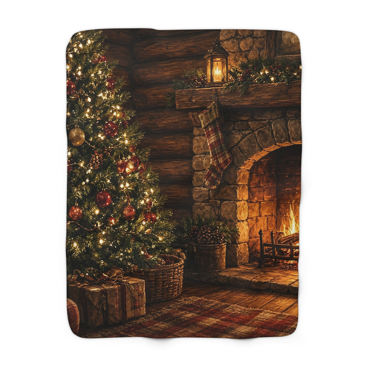 Lodge Christmas Tree Sherpa Throw